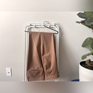 Zara Brown Textured Ankle-Cropped Pants